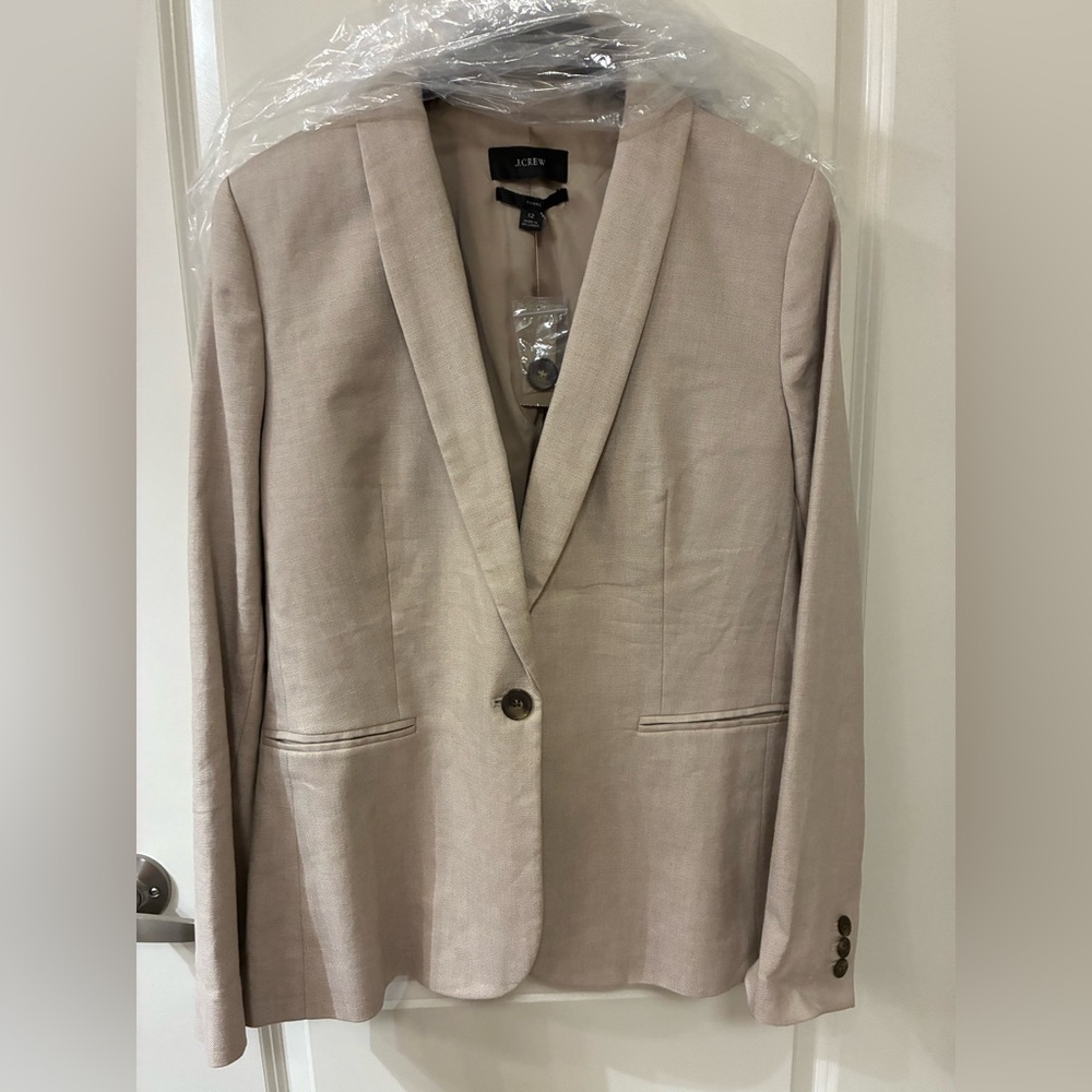 J. Crew Stone Colored Linen-Blend Single-Button Blazer